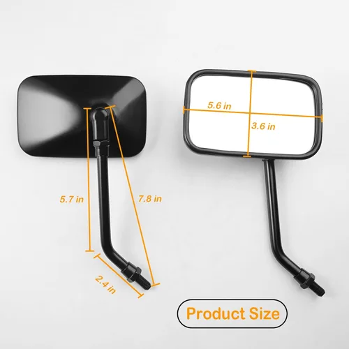 Miniatura 7 de Espejos de motocicleta, 10 mm, espejos rectangulares para manillar con perno, compatibles con Kawasaki Honda Suzuki para bicicleta de calle
