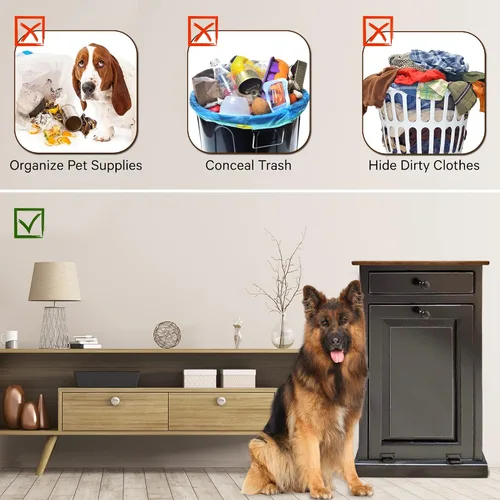 Miniatura 5 de Peaceful Classics Gabinete de basura – Armario escondido hecho a mano para botes de basura – Papelera decorativa para baño, papelera de oficina