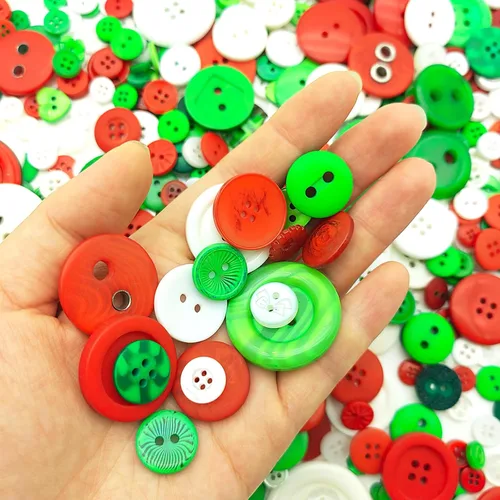 Miniatura 4 de 600-700Pcs Botones de Navidad para manualidades, surtidos en rojo, blanco y verde, botones de Navidad para costura, manualidades, decoración DIY