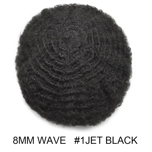 Miniatura 2 de LYRICAL HAIR Afro Curly - Toupee para hombre, 10 x 8 pulgadas, sistema de cabello humano afroamericano completo, todos los inyectados de piel de #1