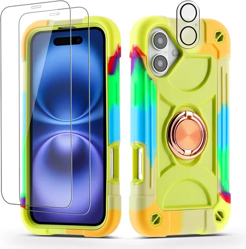 Miniatura 67 de Funda para iPhone 11 de 6.1 pulgadas con soporte de anillo, con 2 protectores de pantalla de vidrio, resistente a los golpes, resistente a