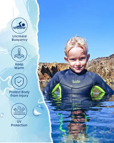 Miniatura 3 de Goldfin Traje de neopreno para niños y niñas, 0.118 in de neopreno con cremallera trasera que mantiene el calor para agua fría, natación, buceo