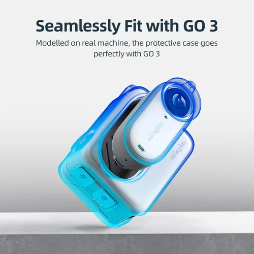 Miniatura 2 de Kit de accesorios compatible con Insta360 GO 3 [Funda de silicona para cámara y tapa de lente] [2 piezas de película protectora de pantalla 3D]