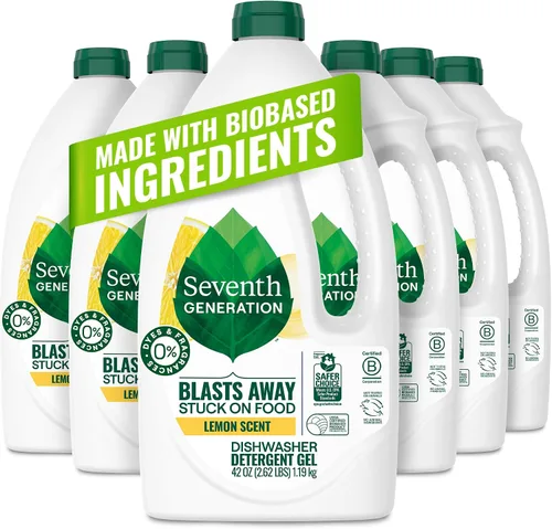 Seventh Generation Detergente para lavavajillas en gel líquido, aroma a limón, 42 onzas, paquete de 6