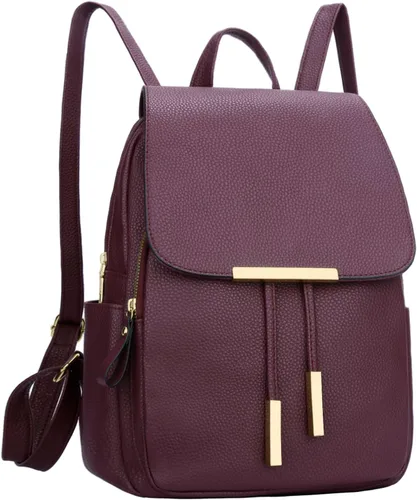Miniatura 27 de KKXIU - Mochila de cuero de moda para mujeres y damas, bolsa de viaje y para el día, con correa para los hombros, A-Negro, Mediana, Mochila
