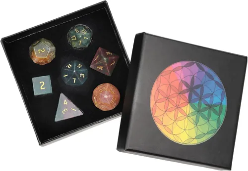 Miniatura 12 de Nupuyai Juego de dados poliédricos D&D de cristal de cuarzo rosa curativo con caja para Calabozos y Dragones, juego de 7 dados de mesa para RPG MTG
