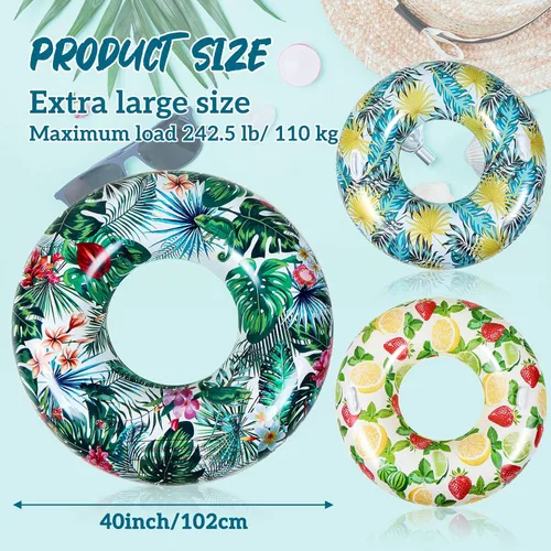 Miniatura 4 de Flotadores inflables de piscina de 47 pulgadas, tubos de piscina jumbo, anillos de piscina para adultos, verano, playa, despedida de soltera, boda