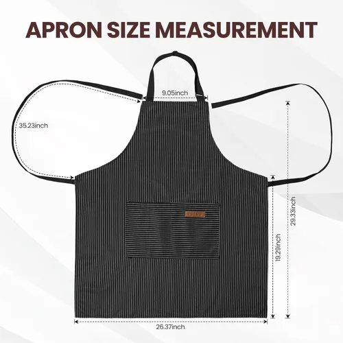 Miniatura 2 de Serrenf Paquete de 2 delantales, delantales de cocina de cocina, delantal ajustable con 2 bolsillos para hombres y mujeres, delantal de chef