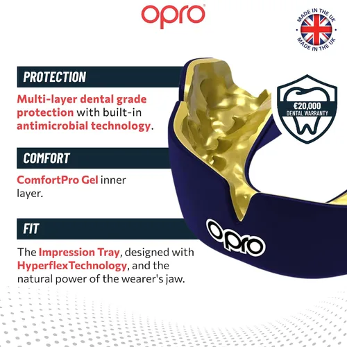 Miniatura 3 de OPRO Protector bucal instantáneo de ajuste personalizado, comodidad y ajuste a nivel de dentista - Protector bucal moldeable para fútbol americano