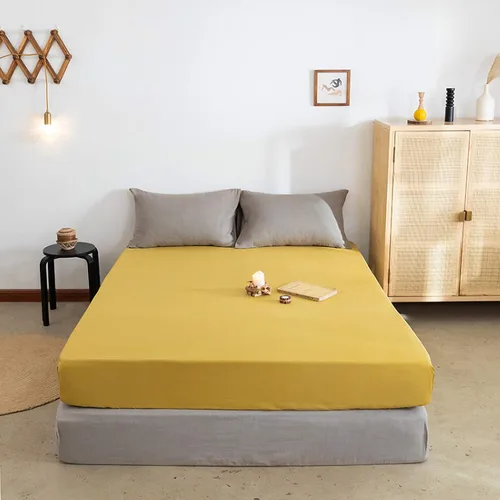 Miniatura 12 de FCLDESHOP Sábana bajera ajustable de algodón suave de color liso, protector de colchón antideslizante para habitación de huéspedes de hotel