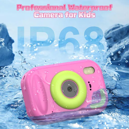 Miniatura 2 de Cámara para niños impermeable, cámara submarina IP68 para niños de 3 a 12 años, cámara digital HD para niños con grabación de video de 1080P, Rosa
