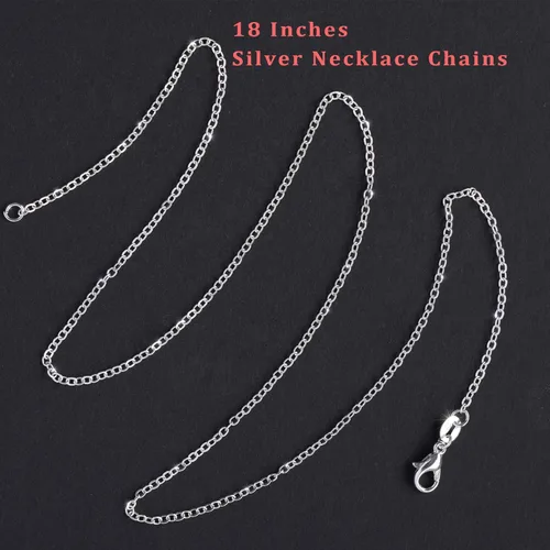 Miniatura 2 de SANNIX Paquete de 50 cadenas de collar chapadas en plata, paquete de cadena de cable para hacer joyas plateado y dorado