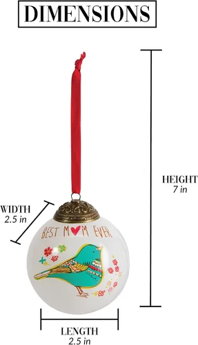 Miniatura 5 de Pavilion Gift Company 54026 - Adorno floral de cristal con texto en inglés "A Mother's Love Best Mom Ever", diseño de pájaro verde azulado