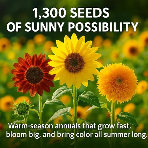 Miniatura 5 de NatureZ Edge 1300+ Semillas de Girasol Paquete de Variedad de Jardín, Semillas de Girasol a Granel para Plantar Flores, Obtén Más Semillas
