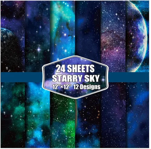 Miniatura 8 de Papel de álbum de recortes con patrón de galaxia, 11.8 x 11.8 in, paquete de cartulina especial para álbumes de recortes, blocs de papel