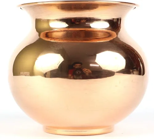Miniatura 8 de ASHIRWAD Cobre puro Lota Kalash Gadvi para Pooja Hindú Oración Kalash Arti Puja Pot para nuevo hogar AE000026-05 (1.0 L)