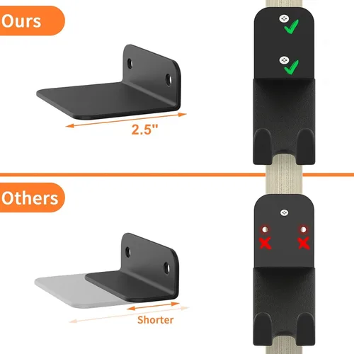 Miniatura 4 de WALMANN Paquete de 2 soportes para pedales de bicicleta, soporte de pared horizontal resistente para pared de garaje, soporte de exhibición