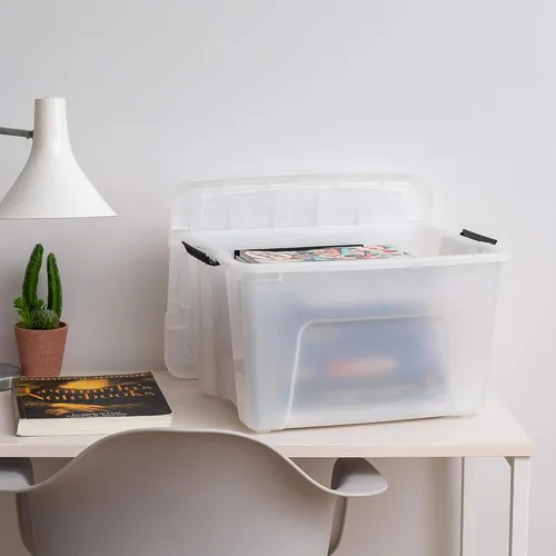 Miniatura 6 de IRIS USA Contenedores de almacenamiento de plástico apilables de 40 cuartos de galón con tapas, paquete de 6 unidades, sin BPA, fabricados en Perla