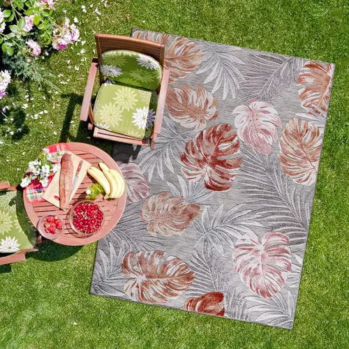 Miniatura 34 de CAMILSON Alfombra para Interiores y Exteriores, Alfombras de Área Azules 5x7 con Hojas Tropicales Botánicas para Patios Interiores y Exteriores