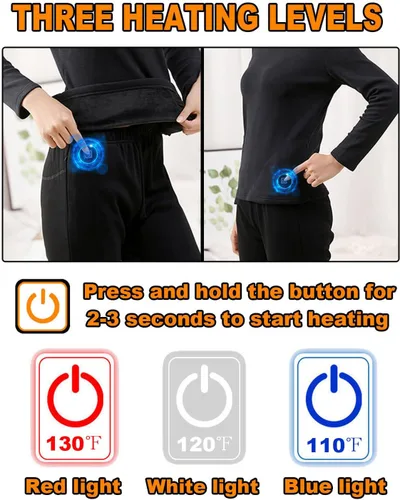 Miniatura 4 de Windpost Conjunto de ropa interior térmica térmica para hombre, ropa interior deportiva de invierno para hombre, con 16 zonas de calefacción