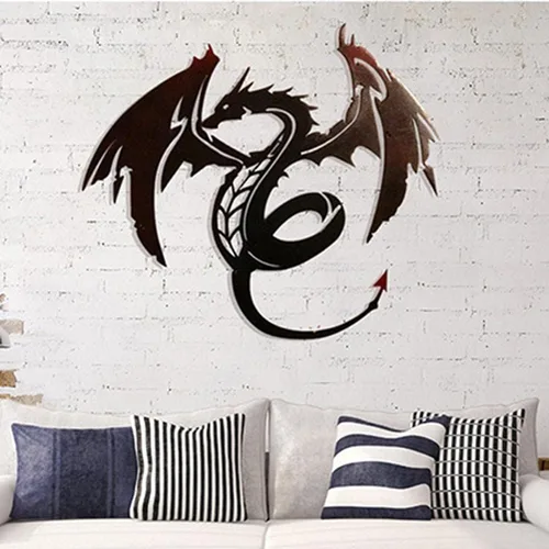 Miniatura 3 de Arte de pared de dragón de metal, escultura de dragón, arte único para colgar en la pared, arte de pared de dragón, dragones metálicos