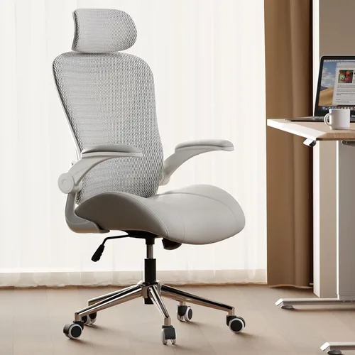 Miniatura 7 de Silla ergonómica de escritorio de oficina verde, cojín de asiento curvado grueso de tela suave con soporte lumbar ajustable, mezcla perfecta