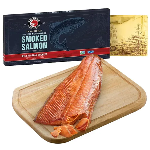 Miniatura 7 de SeaBear Seattle Skyline - Caja de regalo de salmón ahumado, capturado en la naturaleza, estable en el almacenamiento, listo para comer, 6 onzas