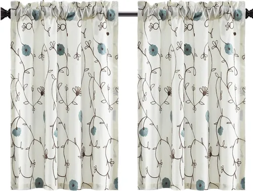 Miniatura 40 de VOGOL - Cenefa de cortinas bordadas con vides, cenefa con bolsillo para ventanas, 52 x 18 pulgadas, verde pasto