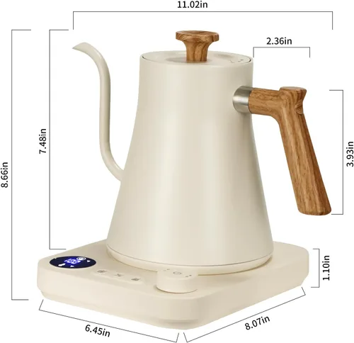 Miniatura 9 de Hervidores eléctricos, hervidor eléctrico de cuello de cisne, control de temperatura de ± 1 ℉, interior de acero inoxidable, calentamiento rápido