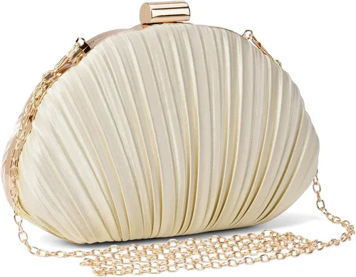 Miniatura 7 de Bolso de mano de noche plisado de satén para mujer, elegante bolso de mano con cadena para boda
