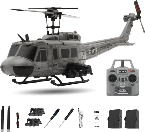 Miniatura 8 de RC ERA C032 UH-1 Huey Helicóptero RC, escala 1:48, giroscopio de 6 ejes, 6 canales, sin escobillas, aviones estabilizados sin varilla sin