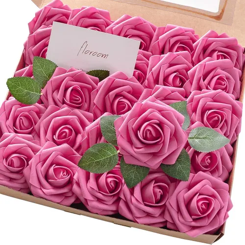 Miniatura 27 de Floroom Flores artificiales de espuma, aspecto real, con tallos, para manualidades, ramos de boda, centros de mesa, despedida de soltera, fiesta, 25