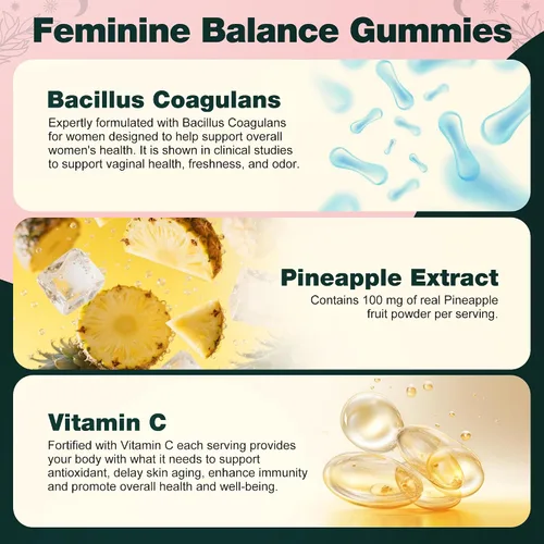 Miniatura 4 de Gomitas de equilibrio femenino, gomitas de equilibrio prémium para la salud del pH de las mujeres, gomita femenina para apoyo inmunológico