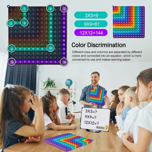 Miniatura 4 de Mesa de multiplicación digital P0PP de 12 x 12, juguete de matemáticas arcoíris hoyuelo, juego de matemáticas