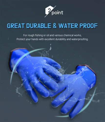 Miniatura 3 de HANWOO Resistente al agua, químico y al aceite, guantes de PVC para el invierno, guantes cálidos, forro polar, trabajo congelador, antideslizante, XL