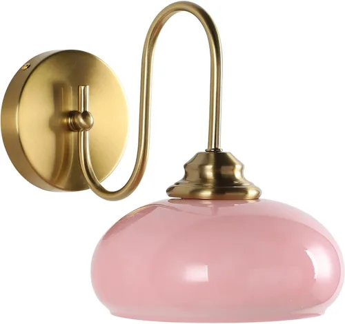 Miniatura 9 de KCO Iluminación de mediados de siglo moderna lámpara de noche montada en la pared latón dorado aplique de pared globo de vidrio tocador lámpara
