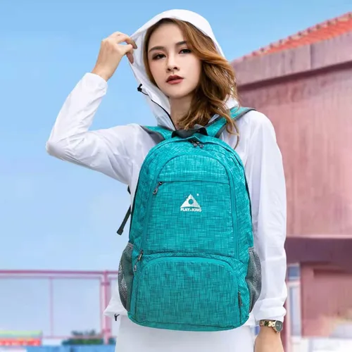 PLAY-KING Mochila ligera plegable impermeable resistente al agua de 25 litros para ir de compras, viajes o senderismo, para hombres o mujeres, Raya