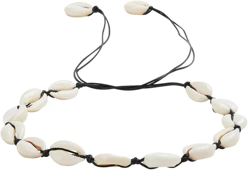Miniatura 2 de SUNSCSC - Gargantilla hecha a mano para playa de verano, con conchas de terciopelo blanco, collar de concha ajustable
