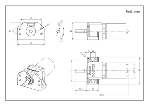 Miniatura 6 de Motor de Engranaje Planetario DC (550KG.CM) 6v12V18V24v 200W Motor de Engranaje Reductor de Metal Mini de Alto Par para Robot DIY, Mesa Giratoria