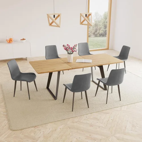 Miniatura 19 de ZckyCine Mesa de Comedor Moderna de Mediados de Siglo y Sillas para 4 Rectangular de Madera Expandible que Ahorra Espacio Multifuncional Marrón
