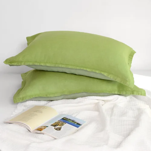 Miniatura 30 de Linen World - Juego de 2 fundas de almohada de lino, 20 x 30 pulgadas, tamaño estándar/Queen, fundas de almohada 100% lino natural francés, fundas
