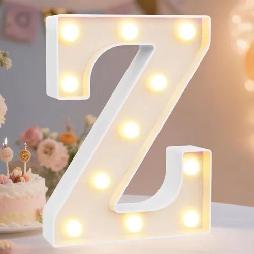 Miniatura 67 de Pooqla Letras con luces LED de marquesina, letras decorativas iluminadas en blanco cálido y blanco frío, letras del alfabeto iluminadas para niños
