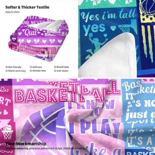 Miniatura 6 de Manta de baloncesto, regalos para niñas y mujeres, mantas de franela de baloncesto, accesorios de baloncesto, regalos para equipos de baloncesto