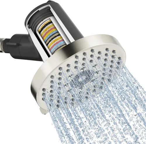 Miniatura 10 de SR SUN RISE Cabezal de ducha filtrado, cabezal de ducha de lluvia de alta presión con filtro de 20 etapas, 6 modos de pulverización para suavizante