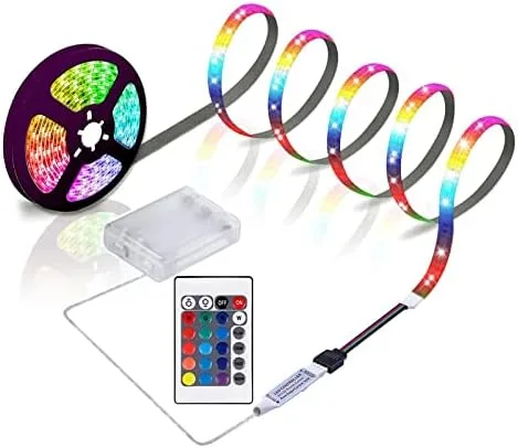 Miniatura 8 de Tira de luces LED alimentadas por batería con control remoto de 24 teclas, tira de luz de fondo de TV para interiores y exteriores
