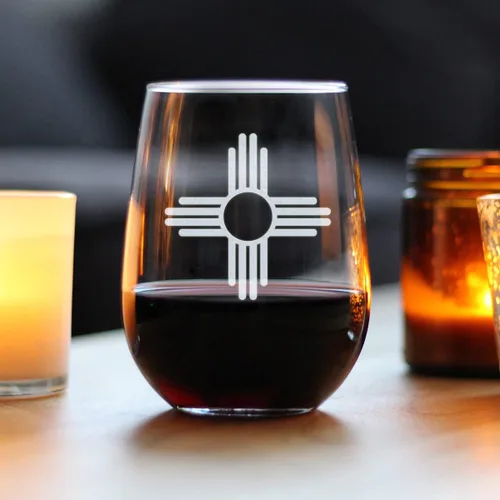 Miniatura 2 de Bevvee Copa de vino sin tallo de la bandera de Nuevo México, decoración con temática del estado y regalos para mujeres y hombres nuevos mexicanos