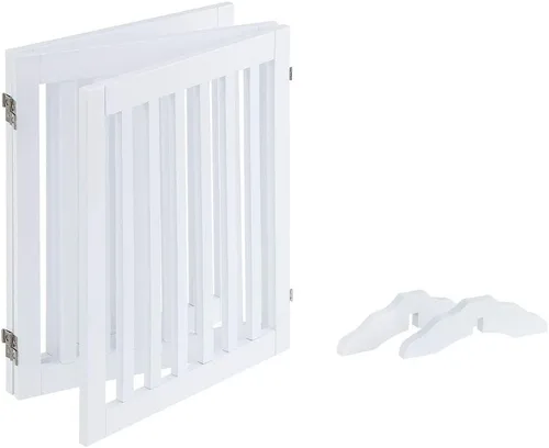 Miniatura 4 de unipaws Puerta para mascotas de pie libre de 24 pulgadas de alto para perros y gatos, puertas de madera para puerta, escaleras, valla plegable