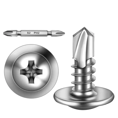 Miniatura 17 de Mywish 200 tornillos autorroscantes negros #10 × 1 pulgada para metal, 410 tornillos de metal negro de óxido de tornillo de acero inoxidable