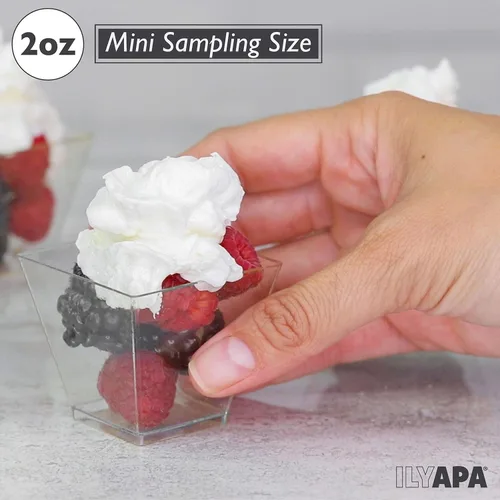 Miniatura 3 de Mini tazas de postre de plástico, 2 onzas, vasos individuales de chupito para postres de chocolate y más, Transparente