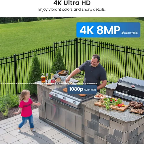 Miniatura 2 de Loocam Sistema de cámara POE 4K visión nocturna a color, 8CH H.265+ NVR sistema de cámara de seguridad 24/7 grabación con disco duro de 2 TB, cámara